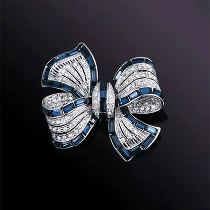 Elegant Butterfly Knot Brooch with Zircon Stones Front View