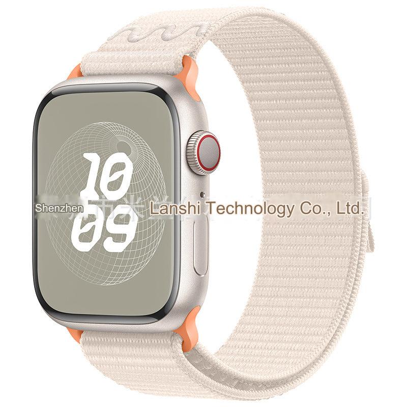 Stylish Nylon Braided Sports Band for Apple Watch - Compatible with Series 9/8/7/6/5/4/3/2/SE, Various Colors