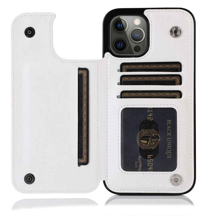 Premium TPU Wallet Case for iPhone 15 & 14 Series – Stylish, Shockproof, Multi-Card Holder