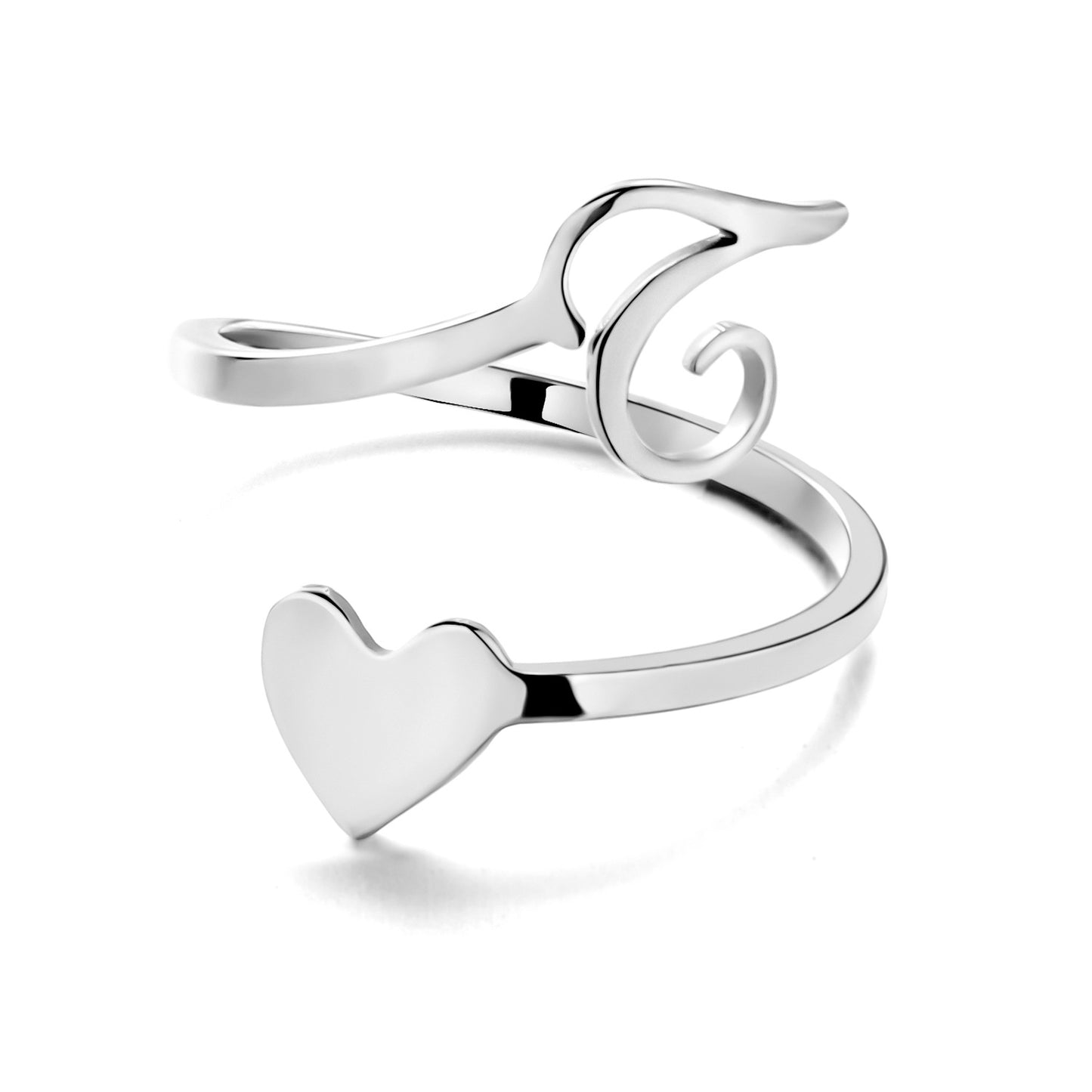 Elegant heart-shaped letter ring for fashion