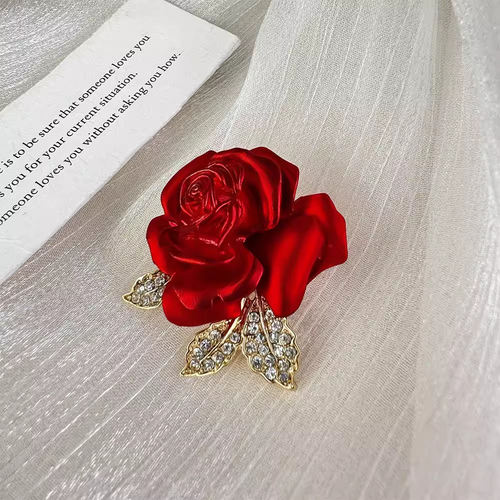 Unique Gift Idea Red Rose Brooch Image 6