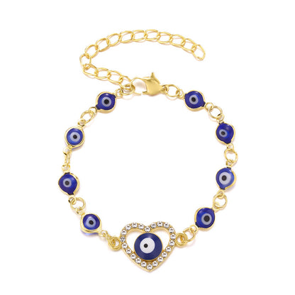 Elegant adjustable crystal bracelet with blue eye and starfish