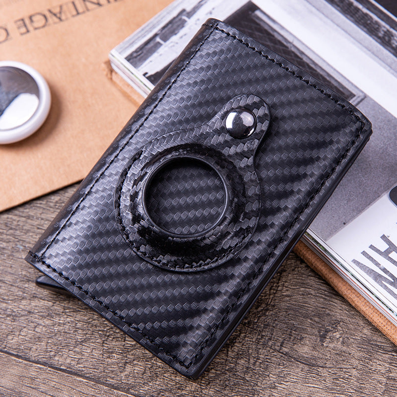Smart leather wallet with Airtag tracking in black