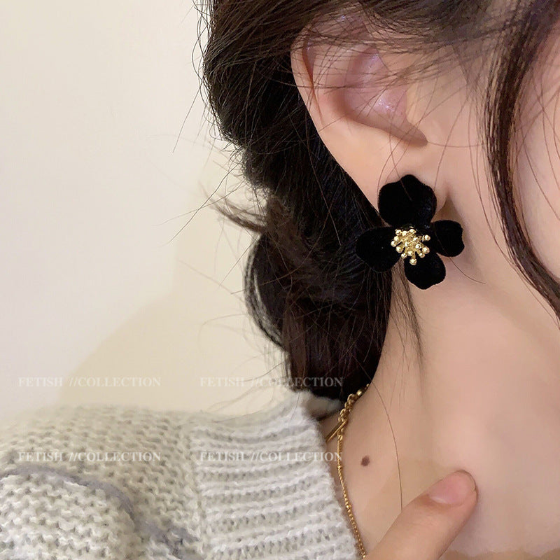 Chic Velvet Floral Earrings for Women