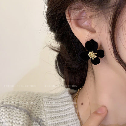 Chic Velvet Floral Earrings for Women