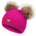 Double Pom-Pom Fuchsia Hat