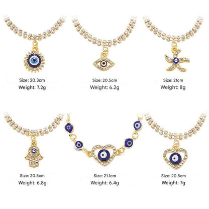 Stylish blue eye and starfish charm bracelet