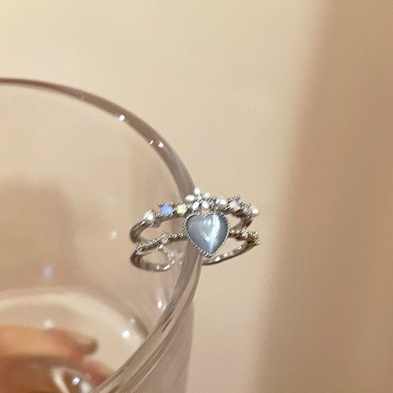 Luxury heart-shaped adjustable ring for women - image 1