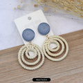 10 - Blue Wood Rattan Braided Three Circles