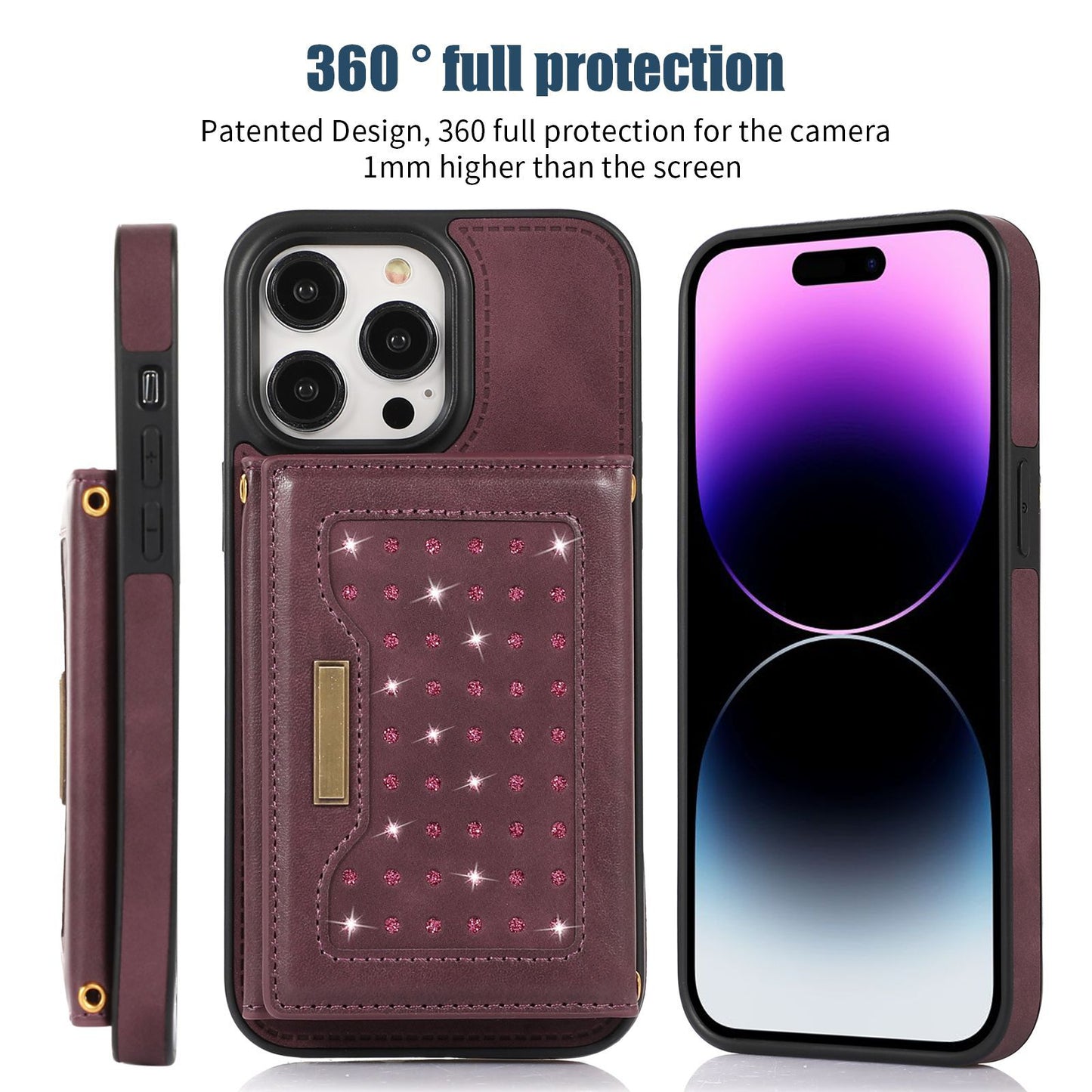 Slim Magnetic iPhone Wallet Case with Stand - Anti-Drop, Shockproof Protection for iPhone 15/14/13/12 Series