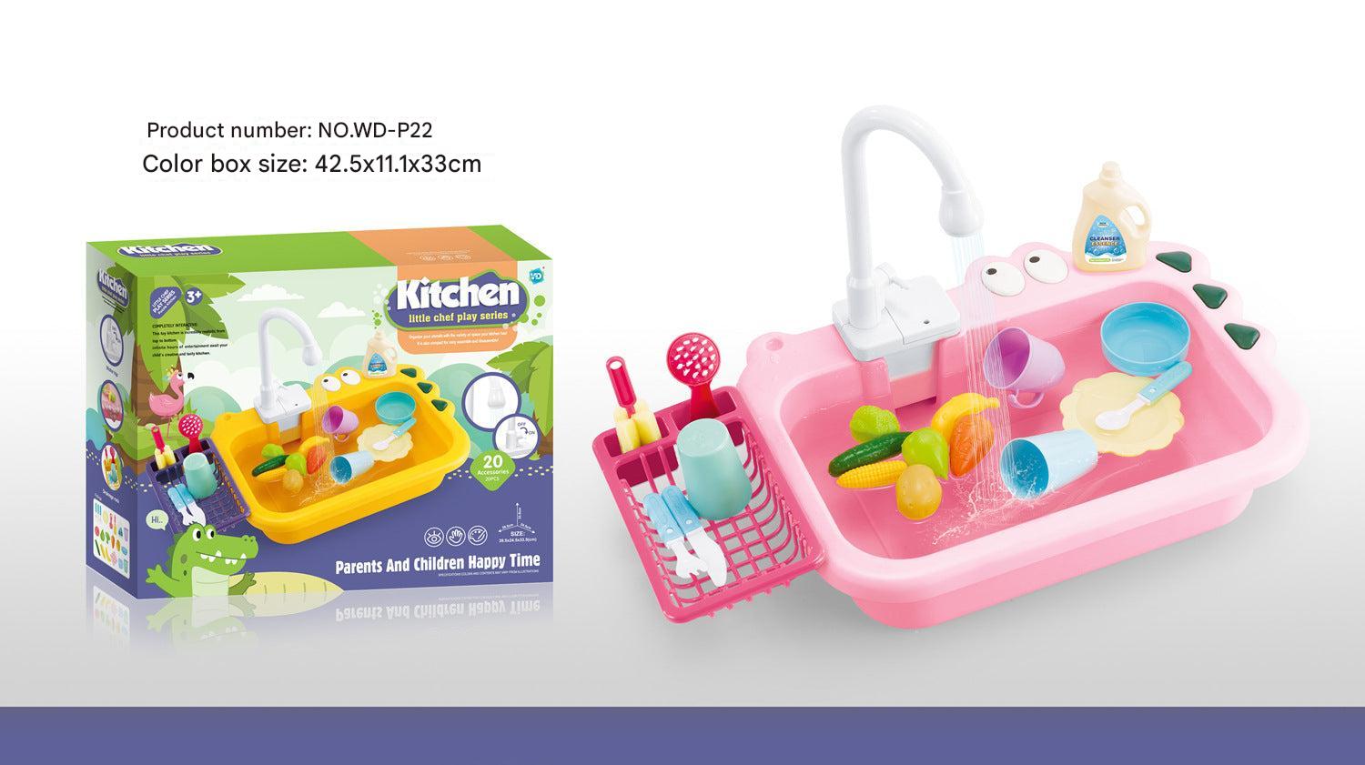 colorful kids play kitchen set with dishwasher toy