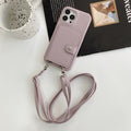 Litchi pattern left and right card holder lanyard lavender