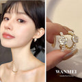 Camellia Stud Earrings (Platinum Color)