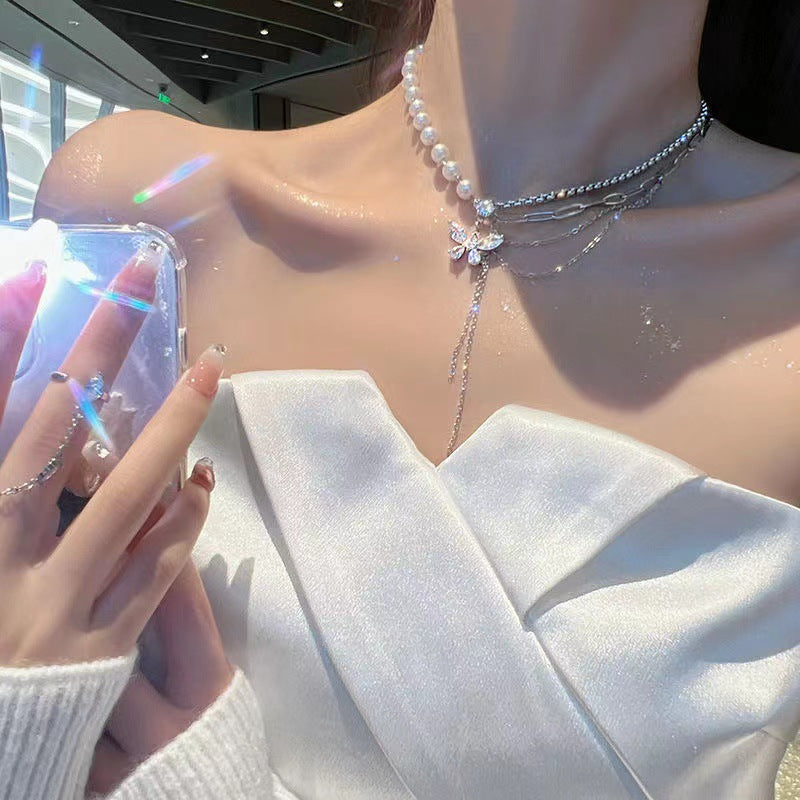 butterfly pearl necklace image 5