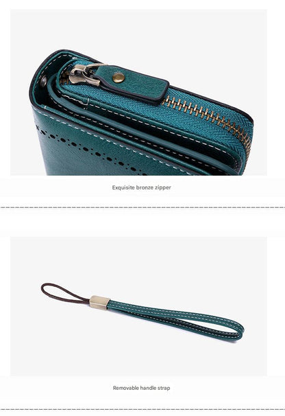 RFID blocking wallet in peacock blue