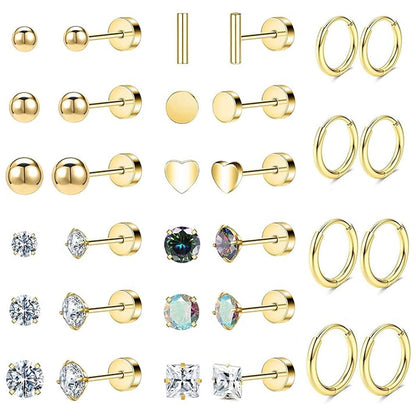Stainless Steel Geometric Earrings Set Image 6