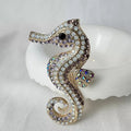 Rhinestone Purple Sea Horse Brooch
