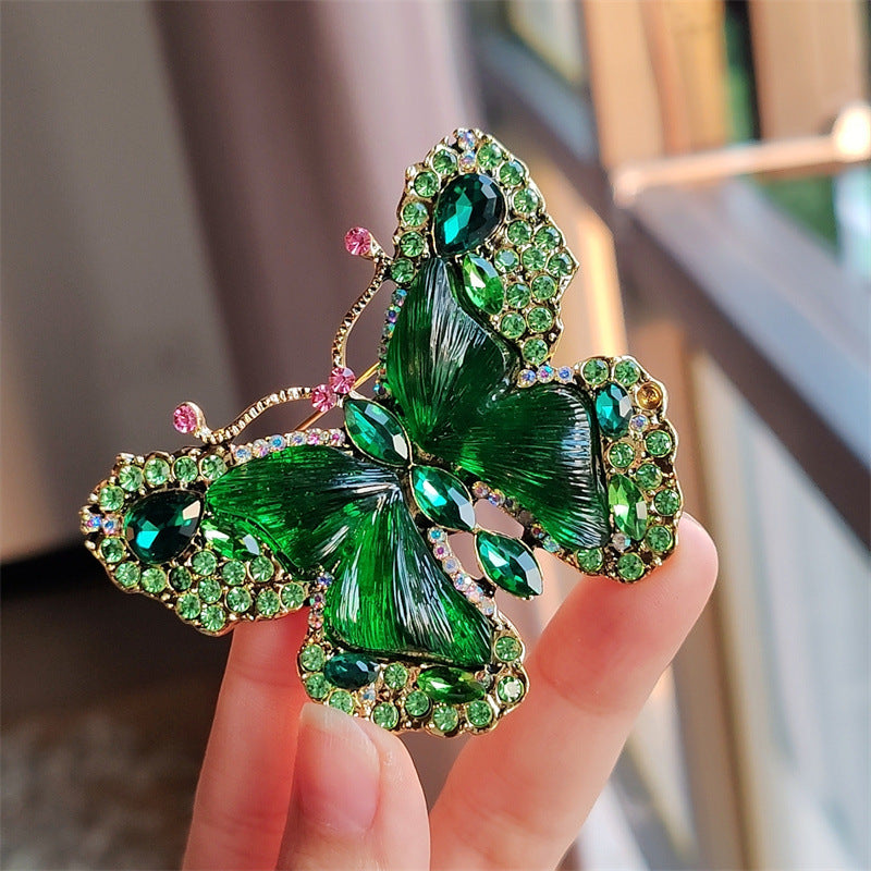 Red crystal butterfly brooch for women