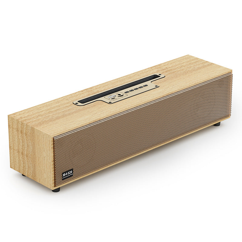 Vintage wooden Bluetooth speaker side view