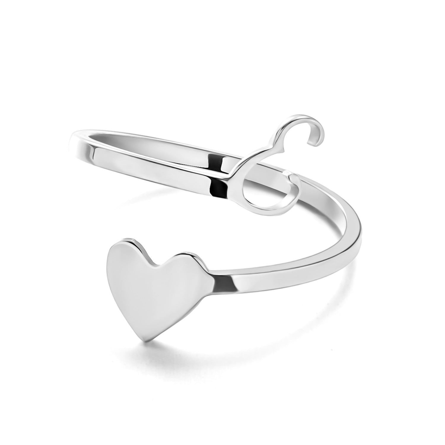 Elegant heart-shaped letter ring for fashion