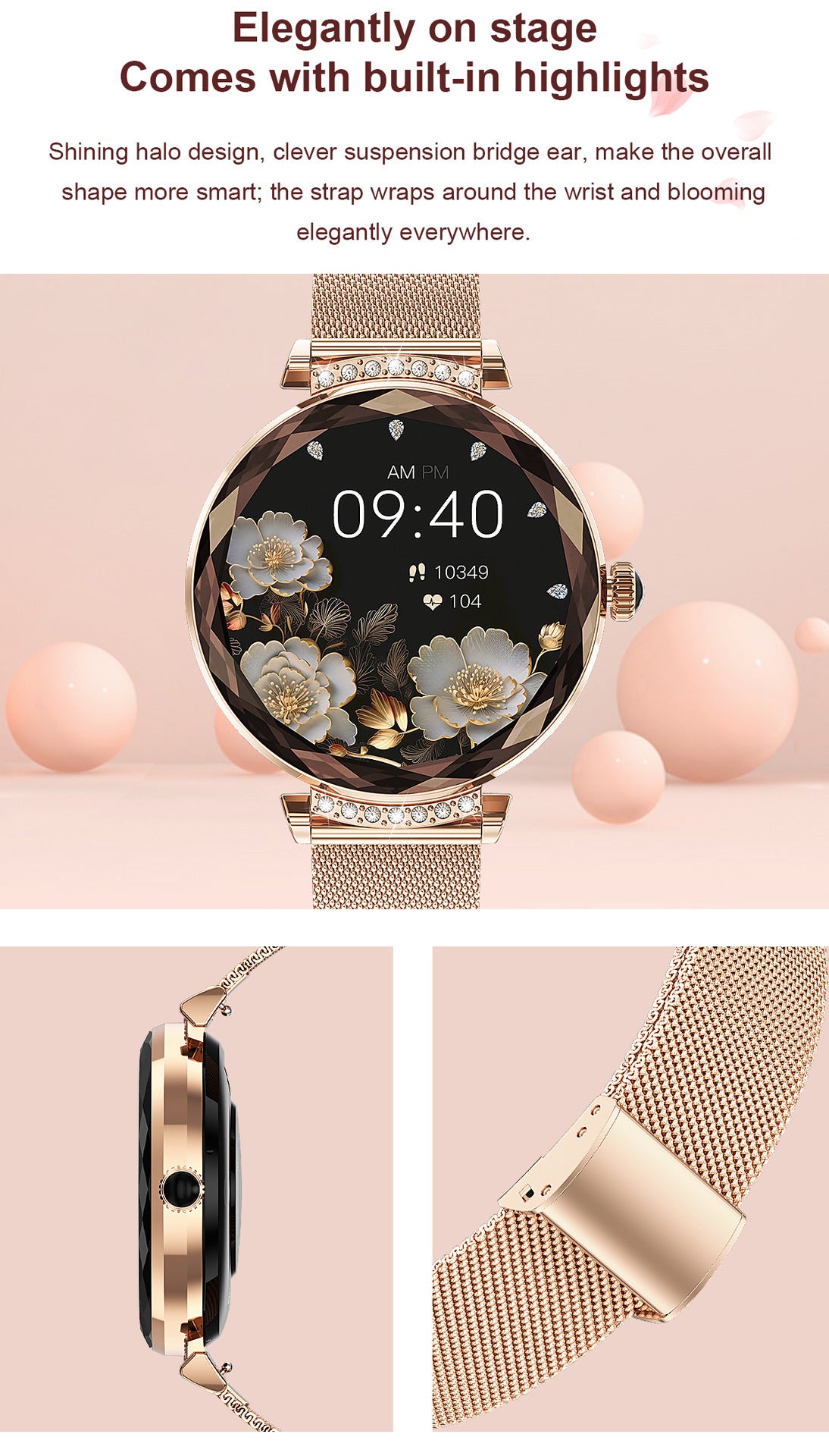 AMOLED screen smart band for health monitoring