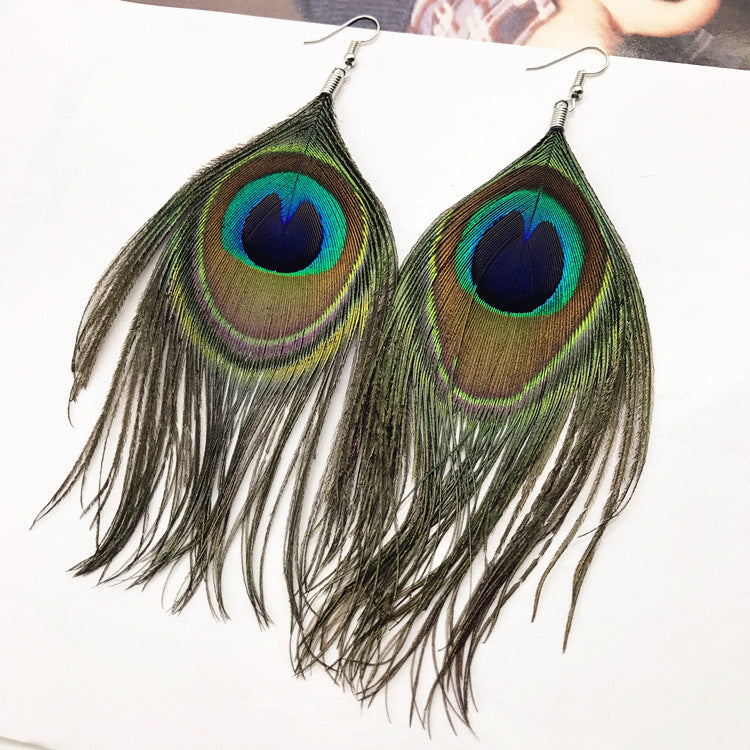 Lightweight long earrings worn by a fashion model