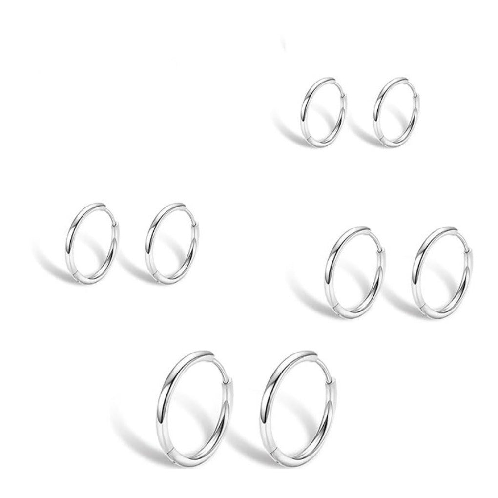 geometric design black hoop earrings - image 2