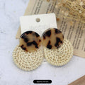 2 - Leopard Print Acetate Round Rattan Piece