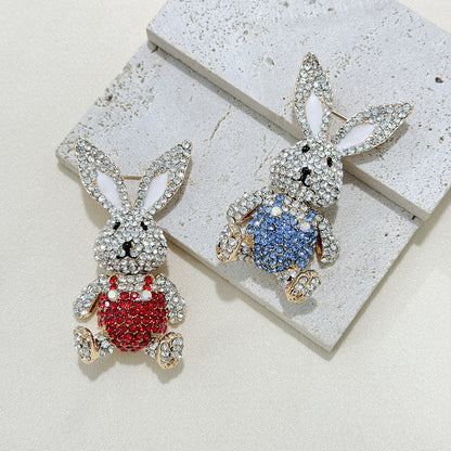 Rabbit rhinestone brooch front view