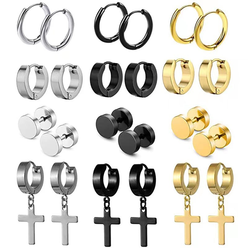 Durable stainless steel earrings in black