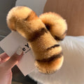 Khaki Leopard Print Real Rex Rabbit Fur [Extra Large 15cm]
