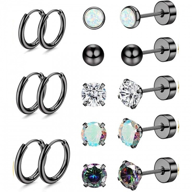 Stainless Steel Geometric Earrings Set Image 5
