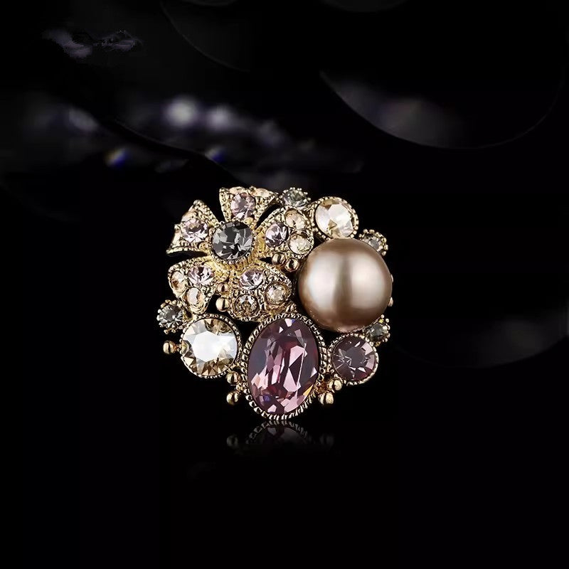 Rhinestone Floral Brooch Image 2