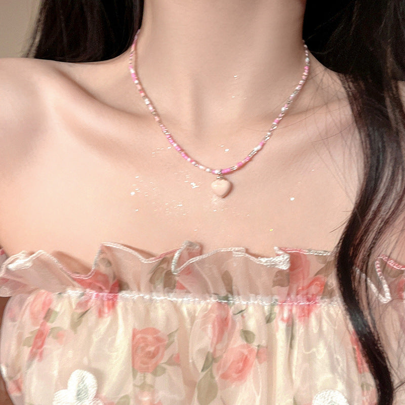 Colorful Heart Bead Necklace Image 3
