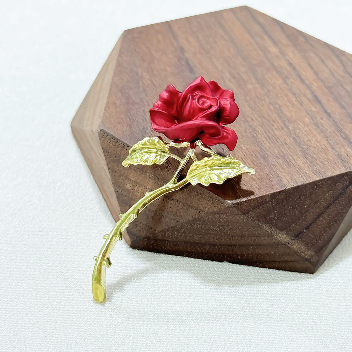 Elegant Red Rose Brooch with accessories