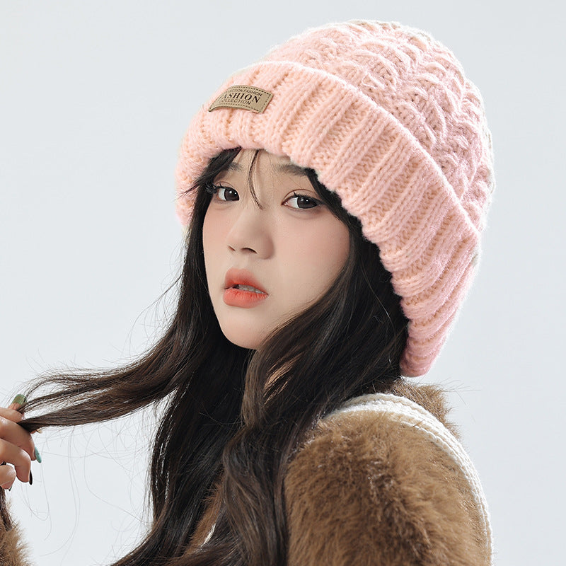 Fashionable wine red knit hat and scarf