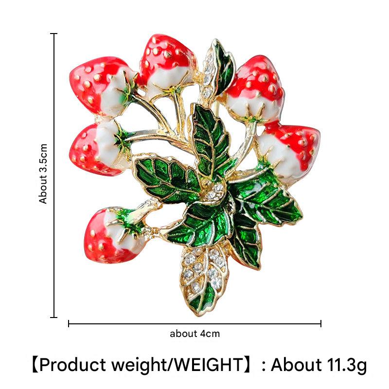 Enamel cartoon strawberry pin for women