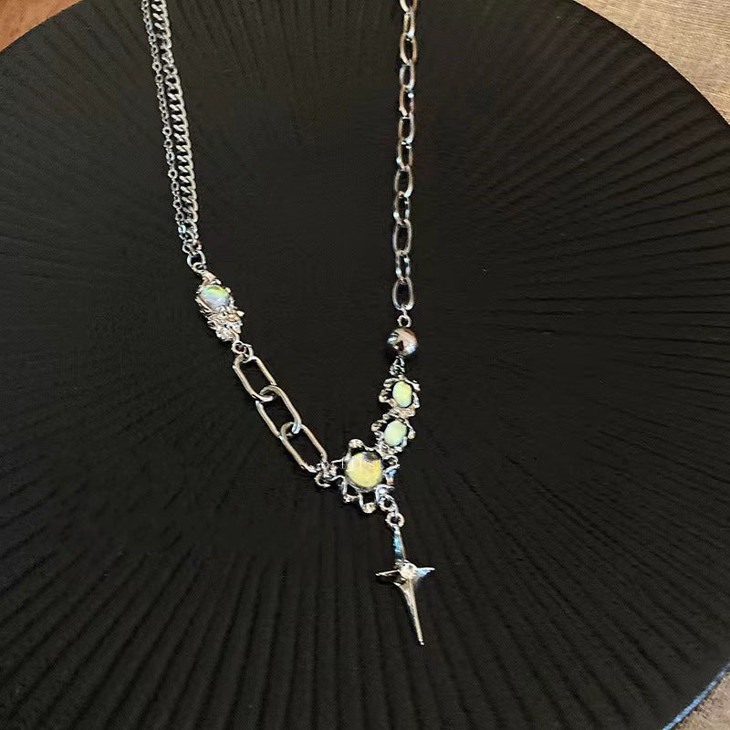 Adjustable moonstone necklace showcasing length