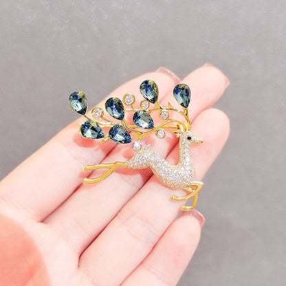 Electroplated alloy deer brooch