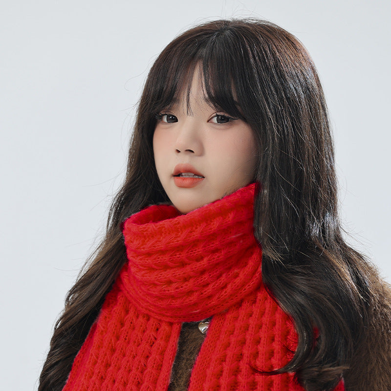 Stylish beige knit hat with matching scarf