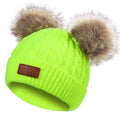 Double Pom-Pom Fluorescent Yellow Hat