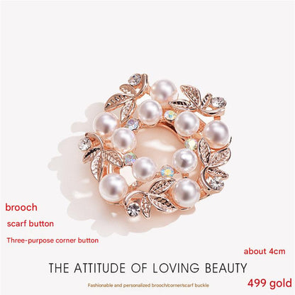 Elegant Pearl Brooch with Rhinestones Image 1