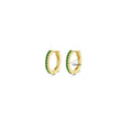 Gold Green Zircon Hoop 10mm Pair