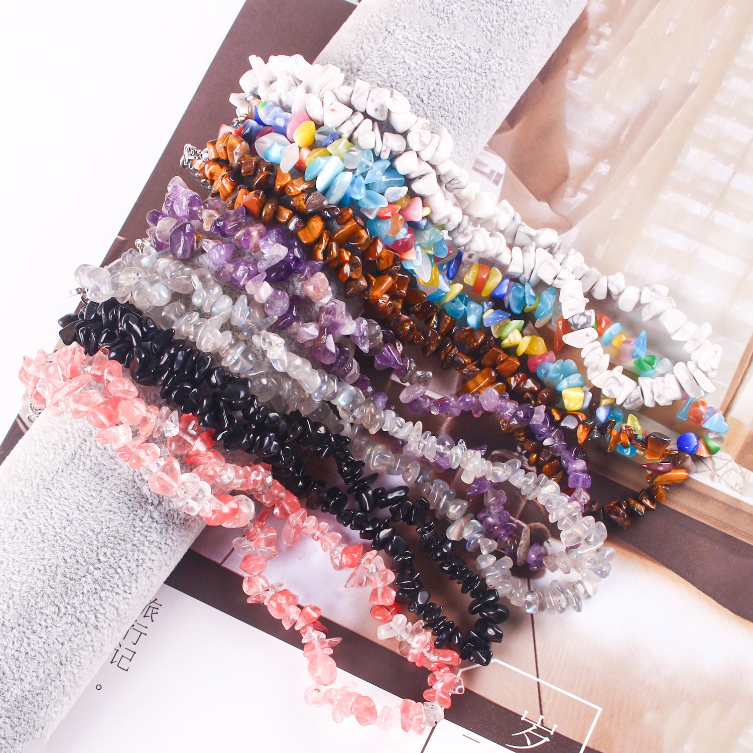 Crystal necklace with diverse stones image 9