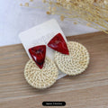 8 - Red Acetate Round Rattan Piece