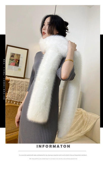 Faux fur long scarf in mocha color