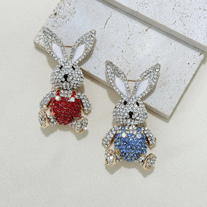 Stylish rhinestone bunny brooch display