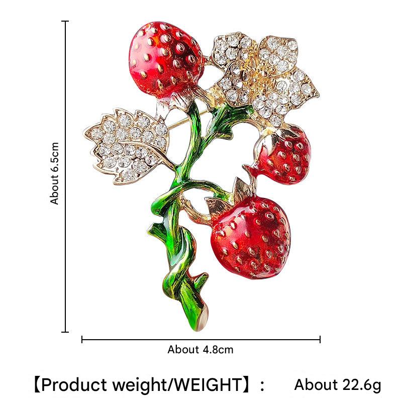 Durable alloy strawberry brooch