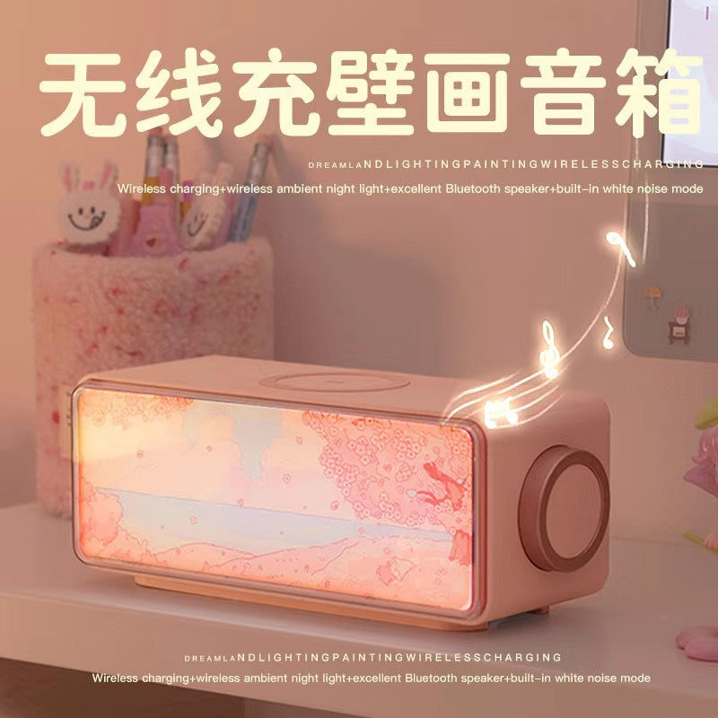 Stylish wireless charging Bluetooth speaker front view