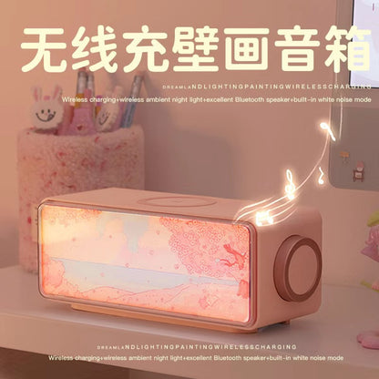 Stylish wireless charging Bluetooth speaker front view